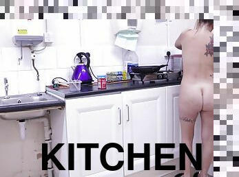 Cooking In A Communal Kitchen While Flashing And Having My Pussy Out