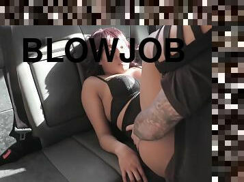 Channel Santos pleasures horny dude in the taxi