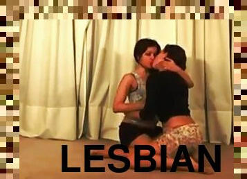 Passionate lesbians kissing