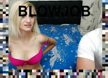 Hot blonde babe blowjob her boyfriend