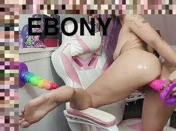 Sexy ebony teen solo toy masturbation