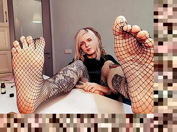 Student Dominates Her Teacher Mr.brand By Her Feet In Fishnets Humiliating And Laughing At Him Pov P2
