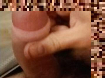 Povteen cock jerks and cums