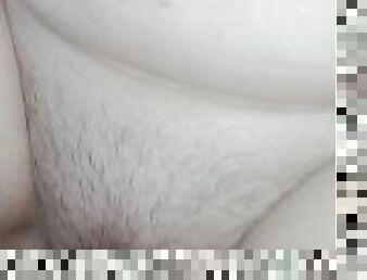 wife with juicy tits asked to cum on her belly, a lot of sperm and milk