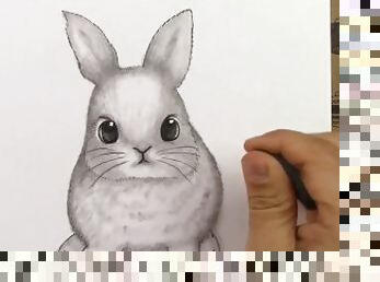 How to draw cute rabbit pencil drawing video