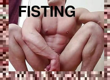 fisting, amatør, anal, udløsning, kæmpestor-pik, bøsse, sperm, europæisk, euro, dildo