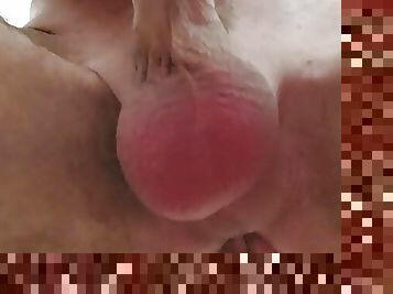 stroking my throbbing cock while rubbing my tight little ass hole, wondering who is watching this
