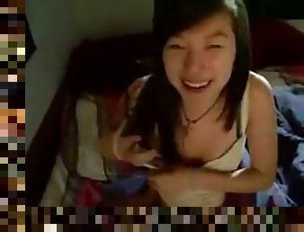 Cute asian girl likes her big