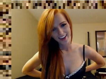 Redhead teen from usa riding dildo