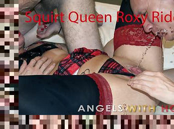 Bisexual Squirt Queen Roxy Rideher and friend Lila-Rose have a bareback gangbang party with 5 lucky guys