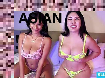 Your favorite big tits Asian slut in a threesome with BBC