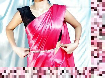 SATIN SILK SAREE FOR DICK HANDJOB