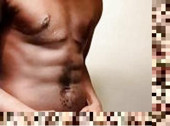 Ebony pansexual  Fit FTM Transgender muscle stud strip tease w new Tits big ass huge clit