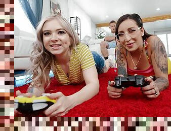 Beautiful young gamer girls horny sex video