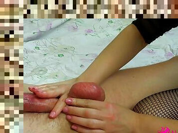 Stepmom make Intense handjob to stepson till absolutely empty balls! She skilled jerks hard cock and gave amazing massag