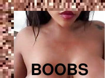 Sexy model eating their boobs