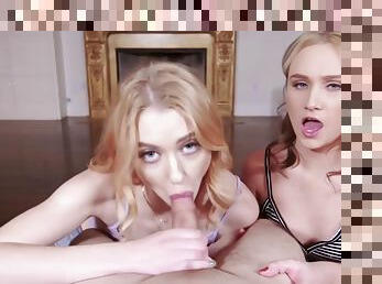 Bitchy Blonde Stepsisters Threesome Blackmail
