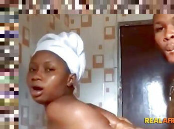 Naughty Ebony Darkskin Nigerian Couple Fuck Hardcore Doggystyle In Hot Shower! - Ebony