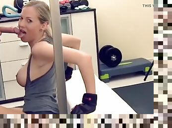 Hot german blonde with nice eyes fucked in the gym