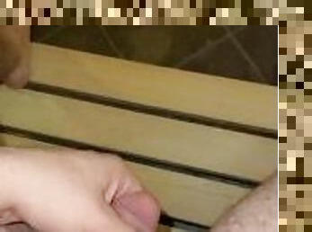 Stroking my Cock in a Sauna