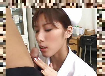 Japanese nurse jerks him off to erection