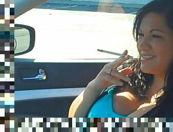 Woman smoking in cars 1