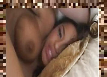 Natutral Huge Tits Ebony Babysitter Gets Hard Fucked on Couch
