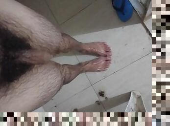 Hot leg Hot feets, showing my feets and toes on the fucking shower there was cum outside my ass