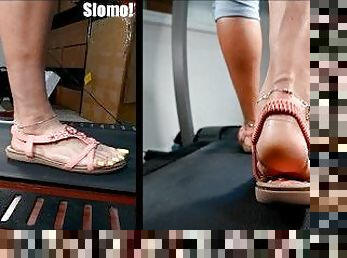 SEXY FEET LONG TOENAILS FOOT FETISH WALKING IN SANDALS SLOWMOTION