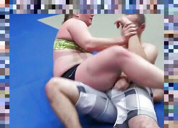 Big woman mixed wrestling