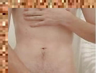 Twink jerking in the shower and cumming