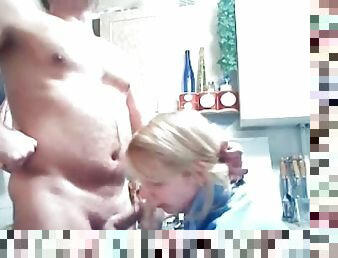 My ex-wife exposed milf sucking cock in the kitchen