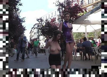 BDSM public bae dominated outdoor in front of people