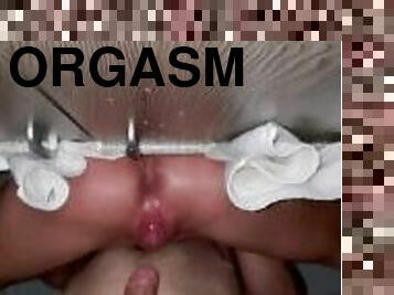Bottom view squirting orgasm.