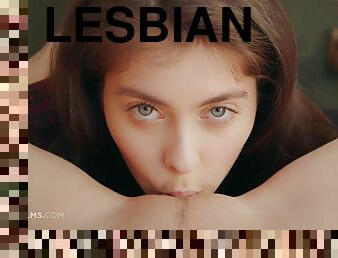 Super hot 18yo models Lily Bella and Alissa Foxy passionately licking and kissing each other - European lesbian sex