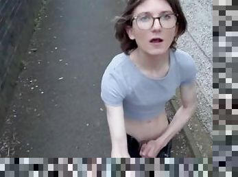 Naughty teen trans girl gets naughty in public alleyway