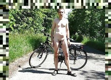 nudist, utomhus, publik, amatör, leksak, biker, fetisch, exhibitionist, verklighet