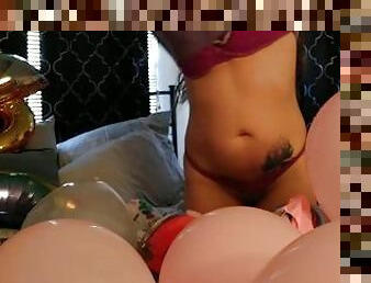 Horny Busty Girl Stripping and Popping Balloons With Her Cigarettes (Fan Requested) Leave Comments