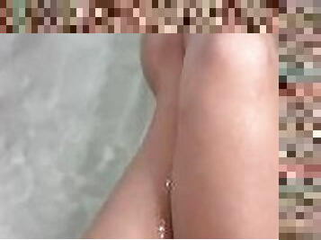 Worship my big legs in bathroom show