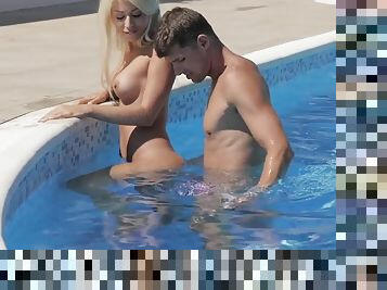 Strong fuck in the pool along bustyChloe Lacourt