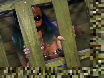 Strapon fuck in the cage with Alby Rydes and Esmi Lee