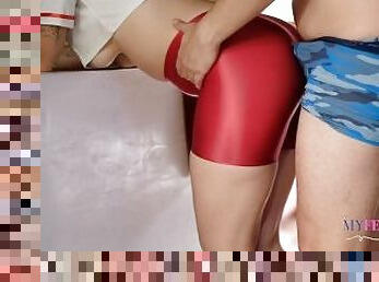 LATINA ROUND ASS - DRY HUMP IN SHINY SHORTS