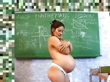 Pregnant teacher masturbates in classroom