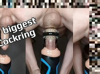 Fucking my tight Fleshlight using my biggest Cockring on my huge Dick