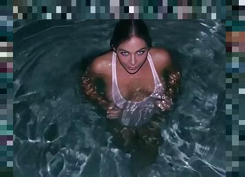 Late night sex by the pool with gorgeous blair williams