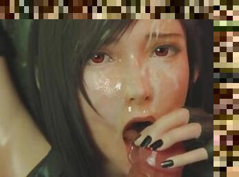 Final Fantasy porn Tifa gives a deep-throat blowjob rule34 3D hentai