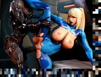 3D Animation Samus Aran fucked by Terminator Monster