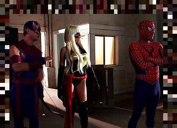 Premium role play display with super heroes craving sex the hard way