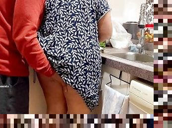 Romantic Indian Couple - Sexy Wife’s Night Wear Lifted Up, Ass Grabbed in the Kitchen