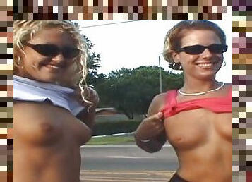 Two Hot Tanned Florida Girls Getting Naked In Public